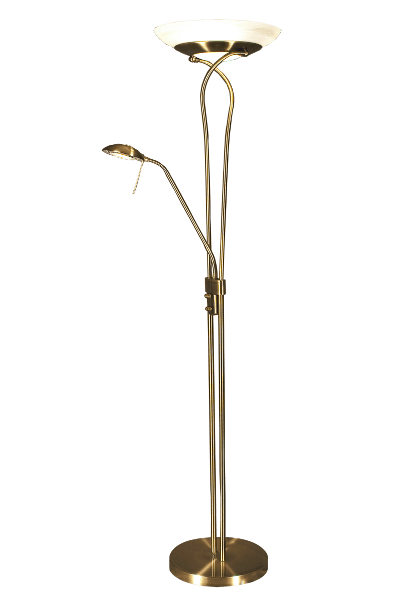 Cannes Antiek messing vloerlamp Van Aneta Lighting - Het is aan te raden om de lamp in de woonkamer of bij de bank te plaatsen als leeslamp.