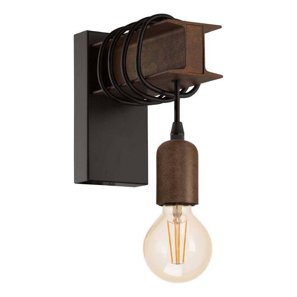 Townshend Bruin wandlamp Van Eglo - Het eenvoudige maar charmante ontwerp van de lamp past zowel in een moderne als in een landelijke omgeving en zorgt voor een warme en uitnodigende sfeer.