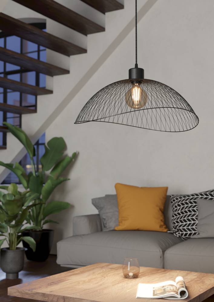 Pompeya Ø54 Zwart hanglamp Van Eglo - Combineer met een decoratieve gloeilamp om de moderne uitstraling van de lamp verder te versterken en een warme en uitnodigende sfeer in uw huis te cre&euml;ren.