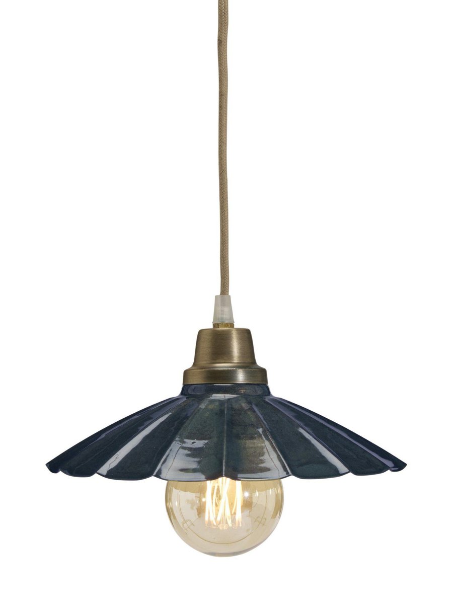 Ester Ø24 Blauw raamlamp Van PR Home - Wordt geleverd met een 3,5 meter lang linnenkleurig textielsnoer en een stekker.