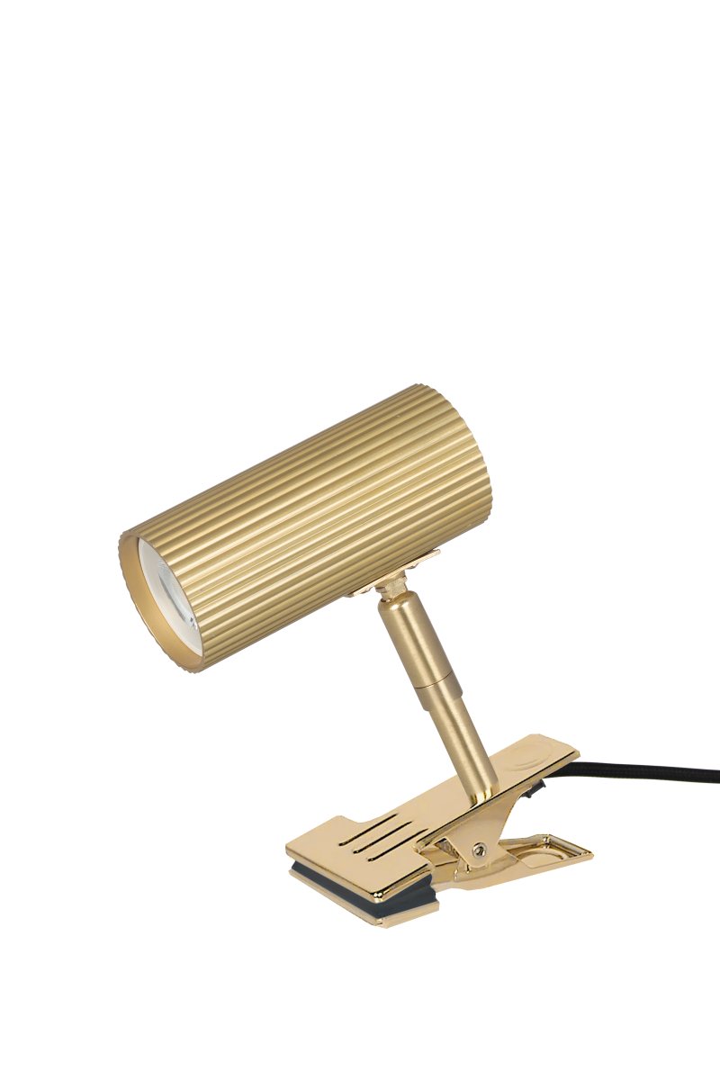 Hubble Geborsteld messing klemlamp Van Globen Lighting - De kap is in hoogte en zijwaarts kantelbaar, waardoor hij praktisch is op een boekenplank of aan een hoofdeinde.