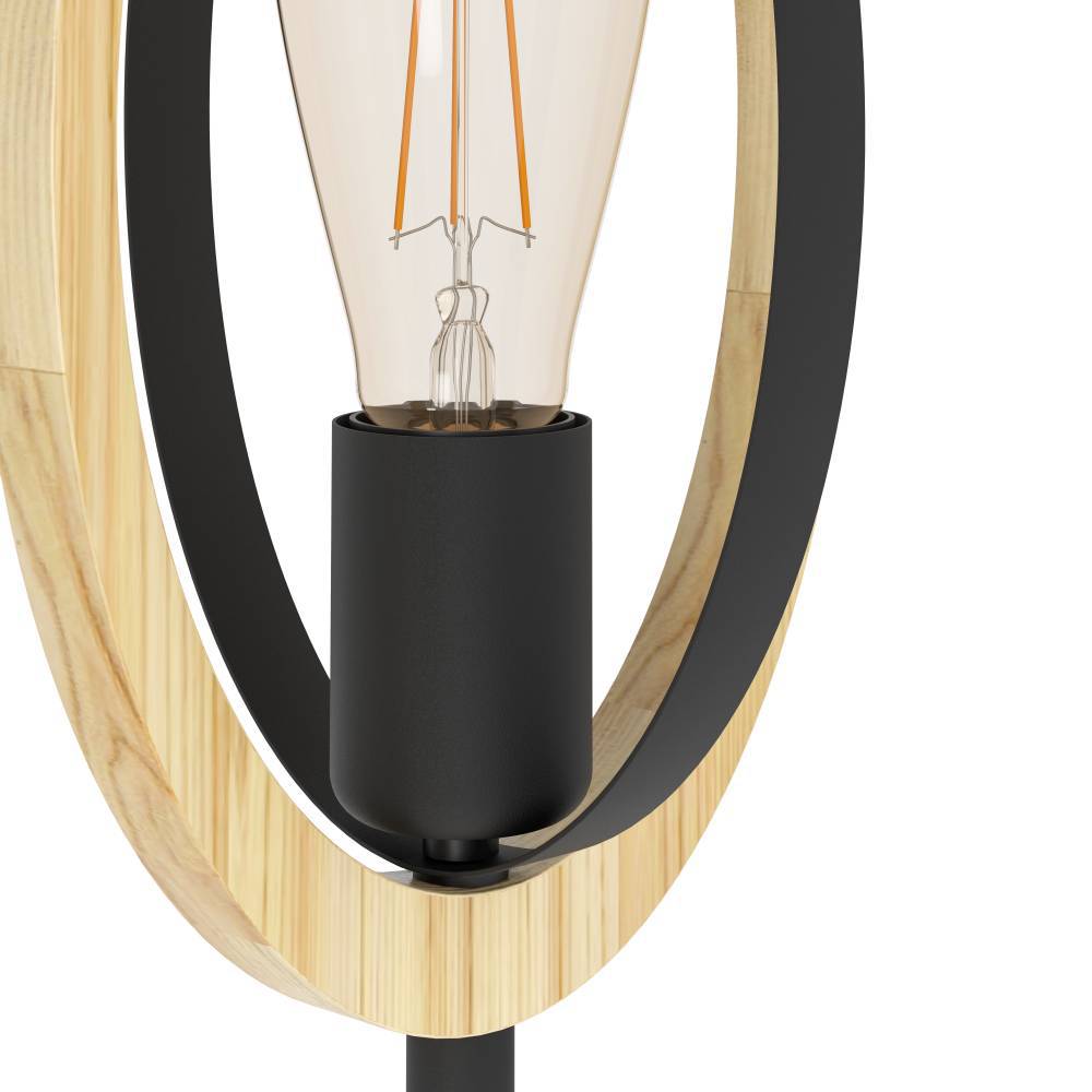 Basildon 35cm Zwart tafellamp Van Eglo - Dankzij het open design en de decoratieve lichtbron is de lamp zowel een functionele lichtbron als een mooi interieurdetail.