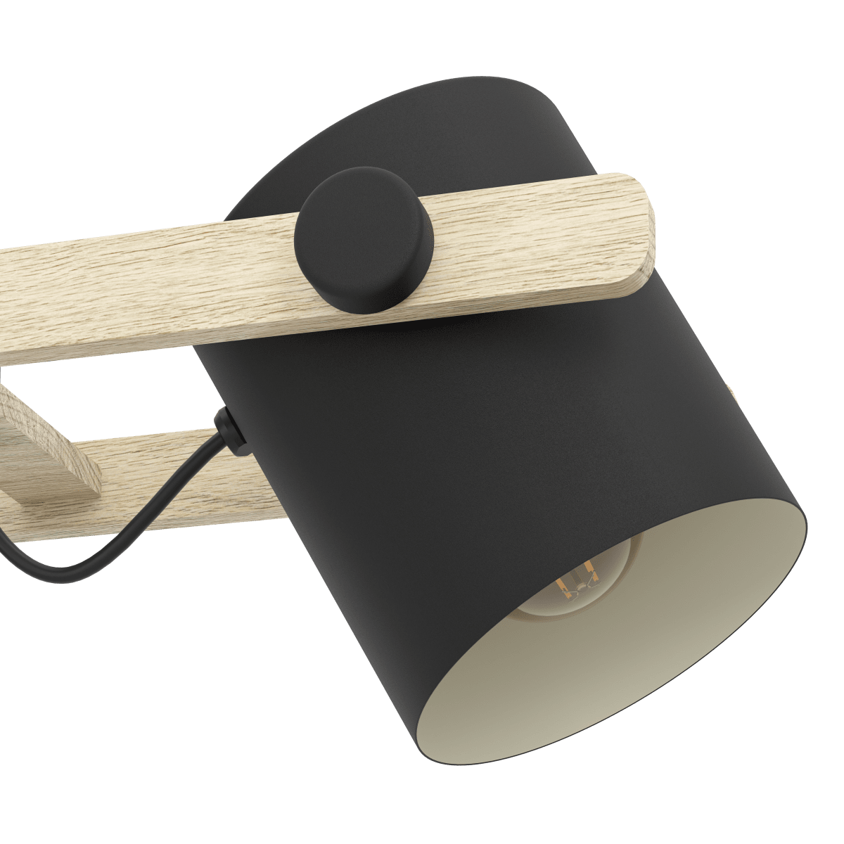 Hornwood 78cm Zwart hanglamp Van Eglo - De drie verstelbare kappen in zwart met een witte binnenkant zorgen voor een effectief en aangenaam licht dat eenvoudig aan uw behoeften kan worden aangepast.
