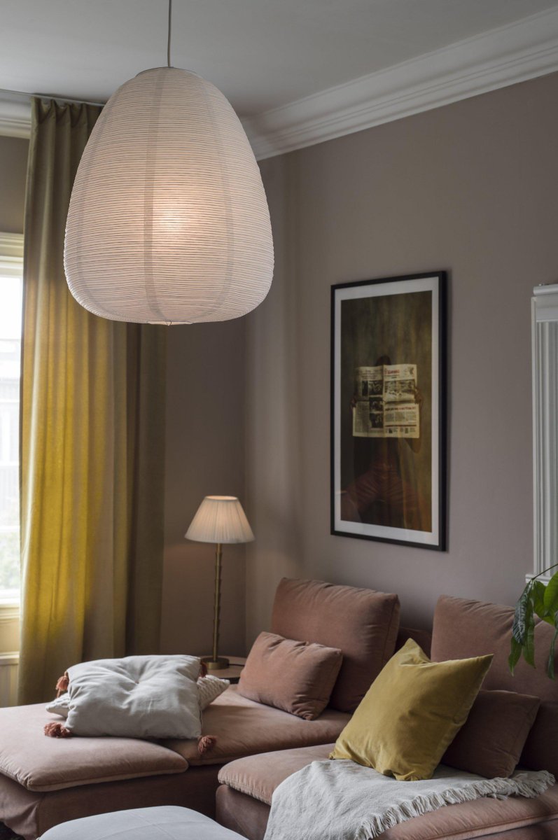Maki Lampenkap Ø43 Excl. Ophangsysteem Wit hanglamp Van PR Home - Rijstpapierscherm Maki met dicht, onregelmatig metaaldraad dat een prachtig patroon cre&euml;ert.