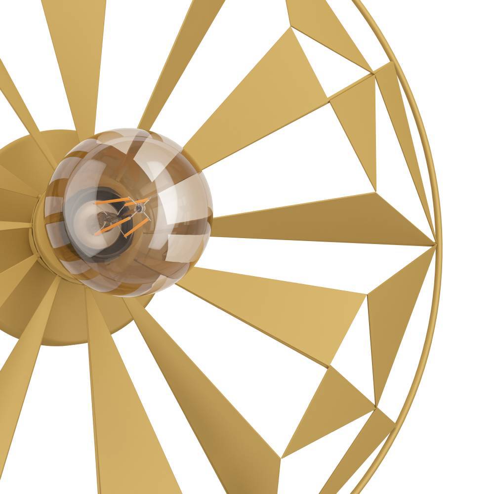 Castanuelo Ø42 Goud plafondlamp Van Eglo - Deze wand- en plafondlamp van goudkleurig metaal heeft een opvallend geometrisch ontwerp dat voor een dynamisch lichtspel zorgt en de kamer een luxe tintje geeft.