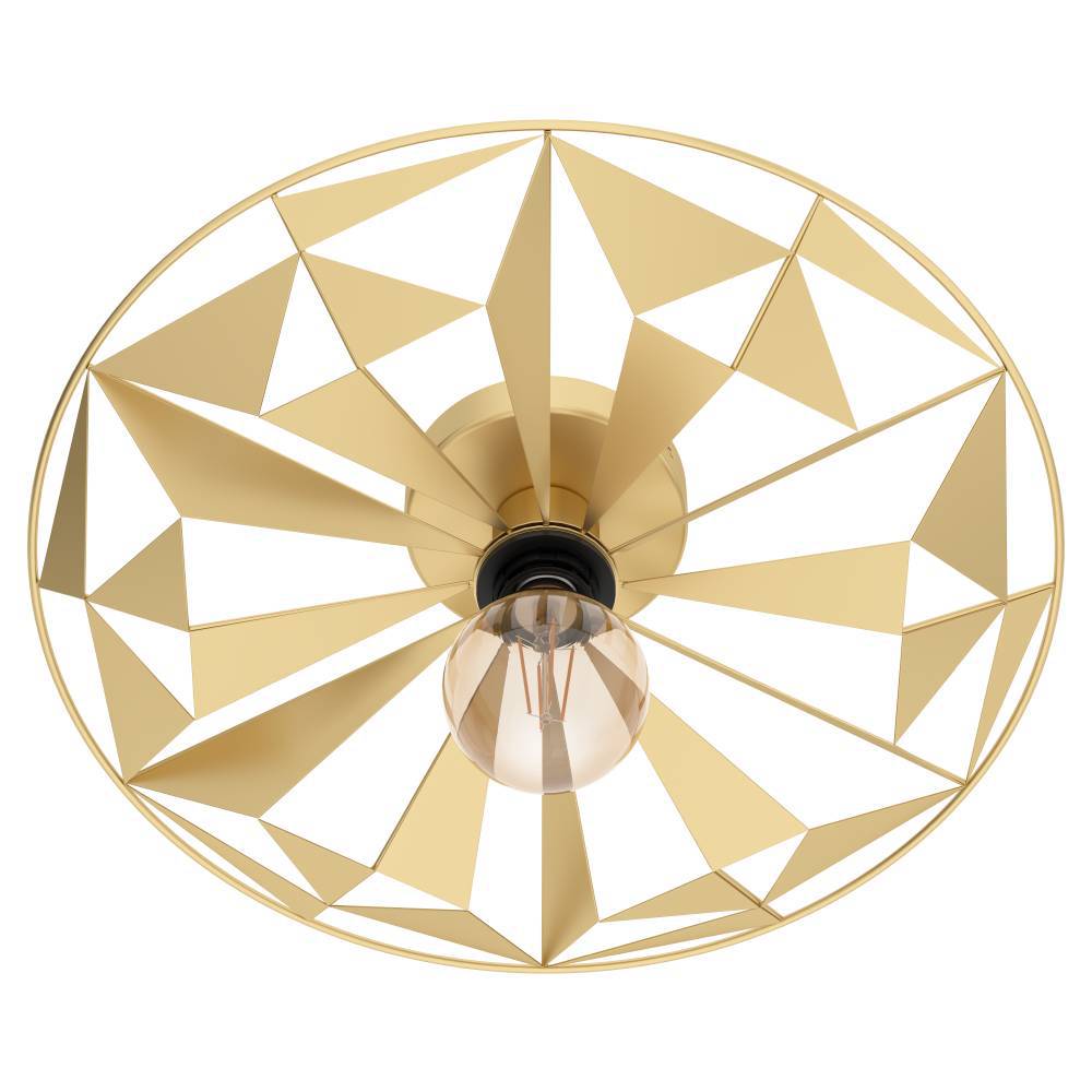 Castanuelo Ø42 Goud plafondlamp Van Eglo - Deze wand- en plafondlamp van goudkleurig metaal heeft een opvallend geometrisch ontwerp dat voor een dynamisch lichtspel zorgt en de kamer een luxe tintje geeft.