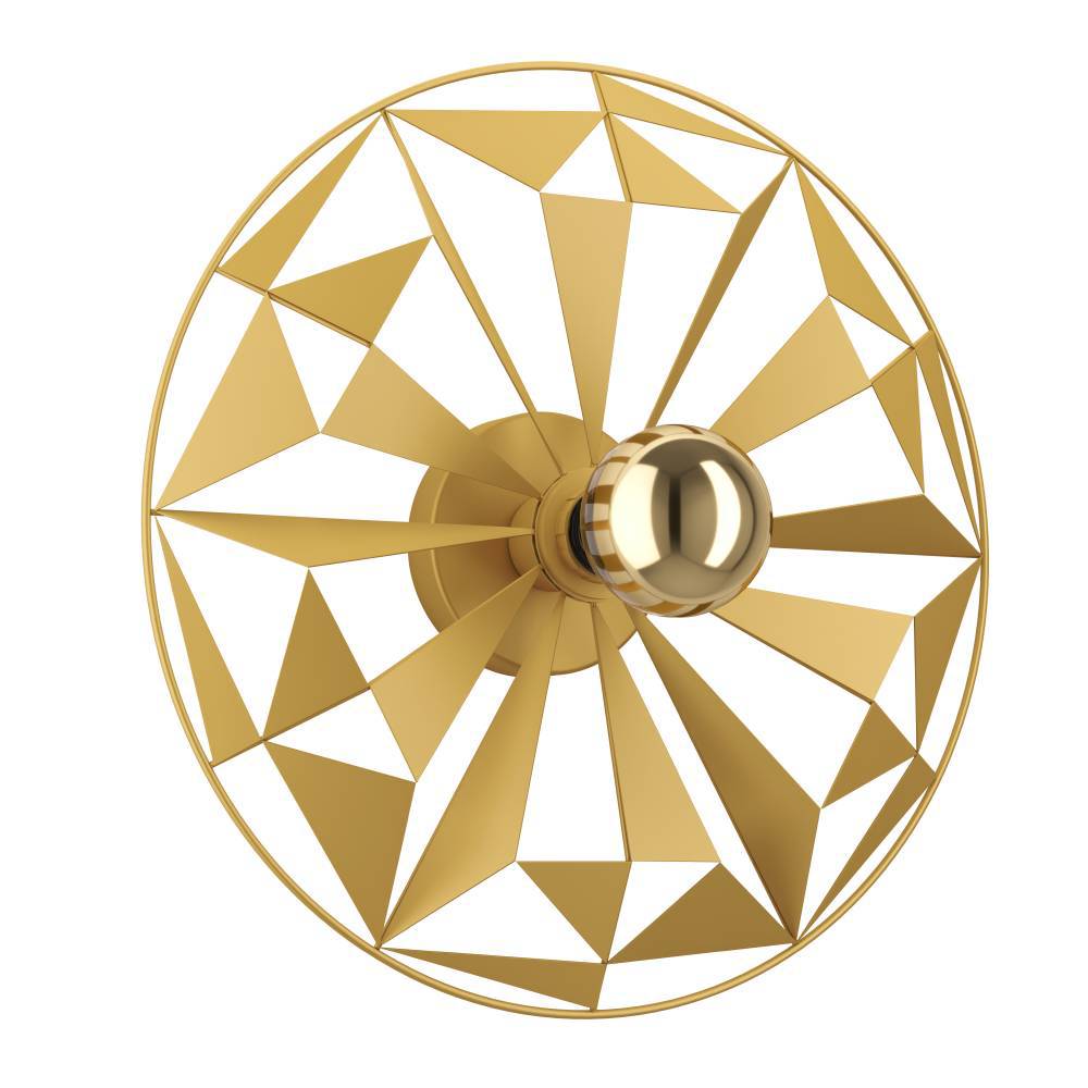 Castanuelo Ø42 Goud plafondlamp Van Eglo - Deze wand- en plafondlamp van goudkleurig metaal heeft een opvallend geometrisch ontwerp dat voor een dynamisch lichtspel zorgt en de kamer een luxe tintje geeft.