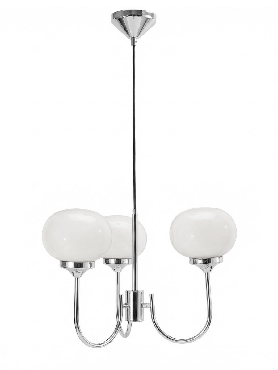 Elsy 3 Ø45 Chroom hanglamp Van PR Home - Gemaakt van metaal met een chromen afwerking en witte glazen kappen.