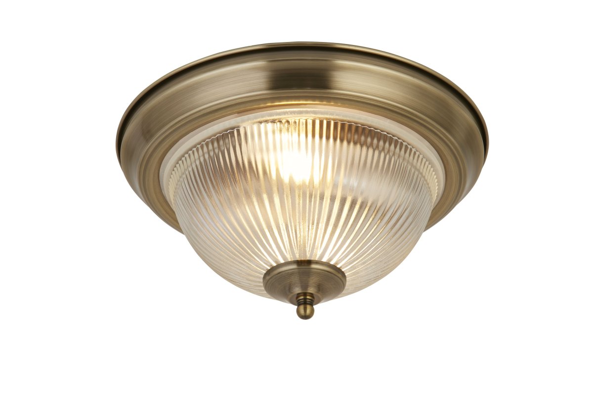 American Diner Ø30 Antiek messing badkamerlamp Van Searchlight - Het tijdloze design van de lamp past perfect in traditionele omgevingen en voegt een vleugje elegantie toe aan uw badkamer.