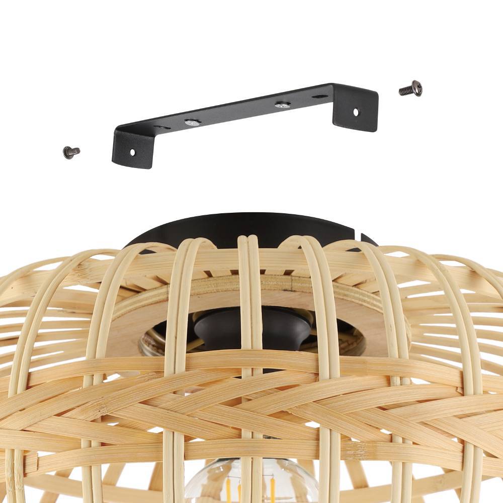 Amsfield Ø45 Natuur plafondlamp Van Eglo - Deze plafondlamp van prachtig gevlochten rotan verspreidt een warme en natuurlijke gloed die een uitnodigende sfeer in de kamer creëert.