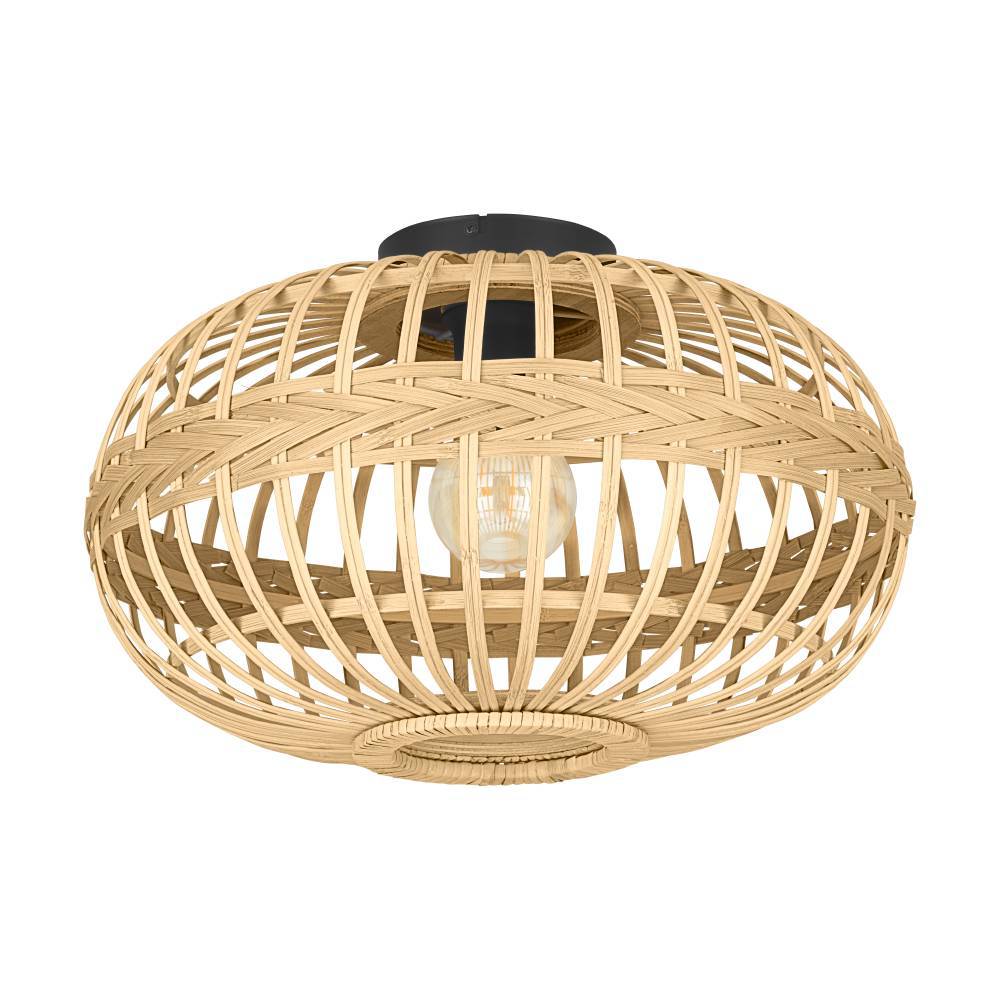 Amsfield Ø45 Natuur plafondlamp Van Eglo - Deze plafondlamp van prachtig gevlochten rotan verspreidt een warme en natuurlijke gloed die een uitnodigende sfeer in de kamer creëert.