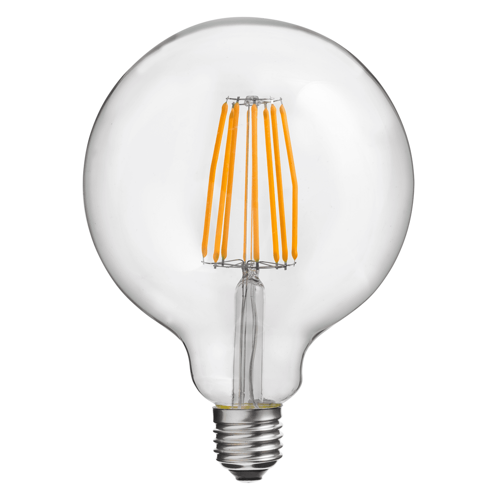 E27 Globe 8W 2700K Dimbaar Transparant Van Unison - De lamp heeft een vermogen van 8W en een kleurtemperatuur van 2700K, wat zorgt voor een warm en aangenaam licht.