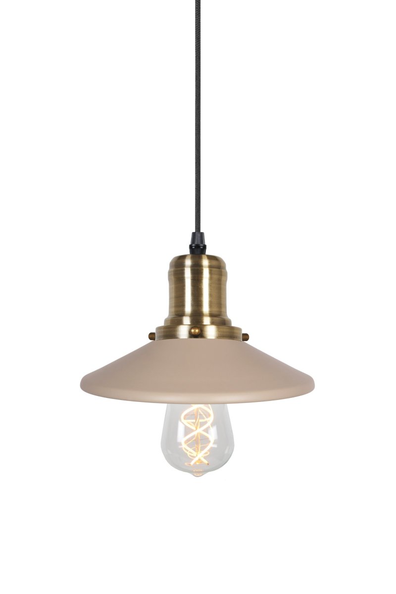 Disc Ø22 Beige raamlamp Van Globen Lighting - De beige metalen kap in combinatie met de messing details creëert een warme sfeer in de kamer.