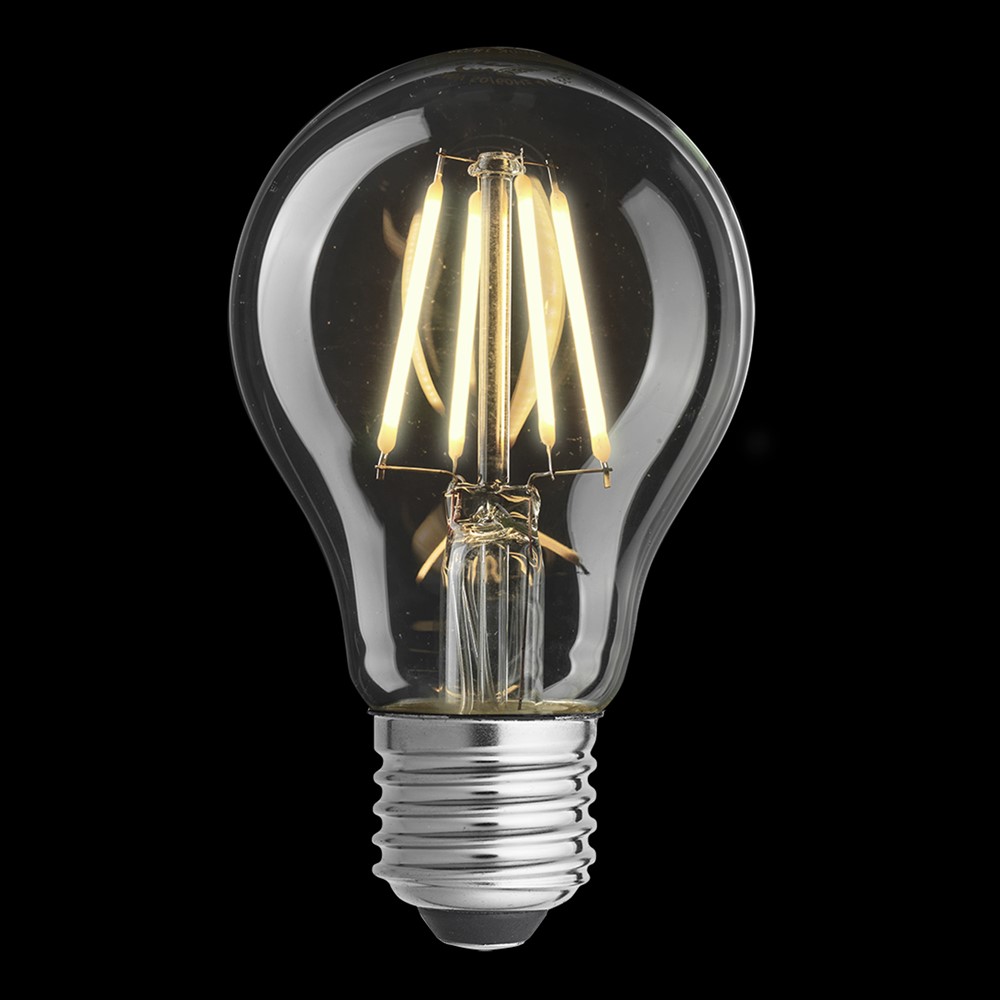 E27 normal 7,5W 2200K Dimbaar Transparant Van Unison - De UNI-LEDISON normale heldere E27 lichtbron met een lichtopbrengst van 7,5W en een warm lichtopbrengst van 2200K is ideaal voor het cre&euml;ren van een sfeervolle ambiance.