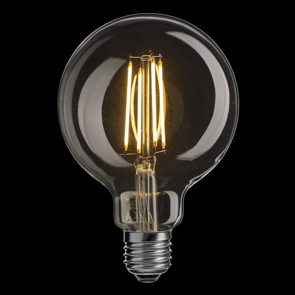 E27 Globe 8W 2700K Dimbaar Transparant Van Unison - De lamp heeft een vermogen van 8W en een kleurtemperatuur van 2700K, wat zorgt voor een warm en aangenaam licht.