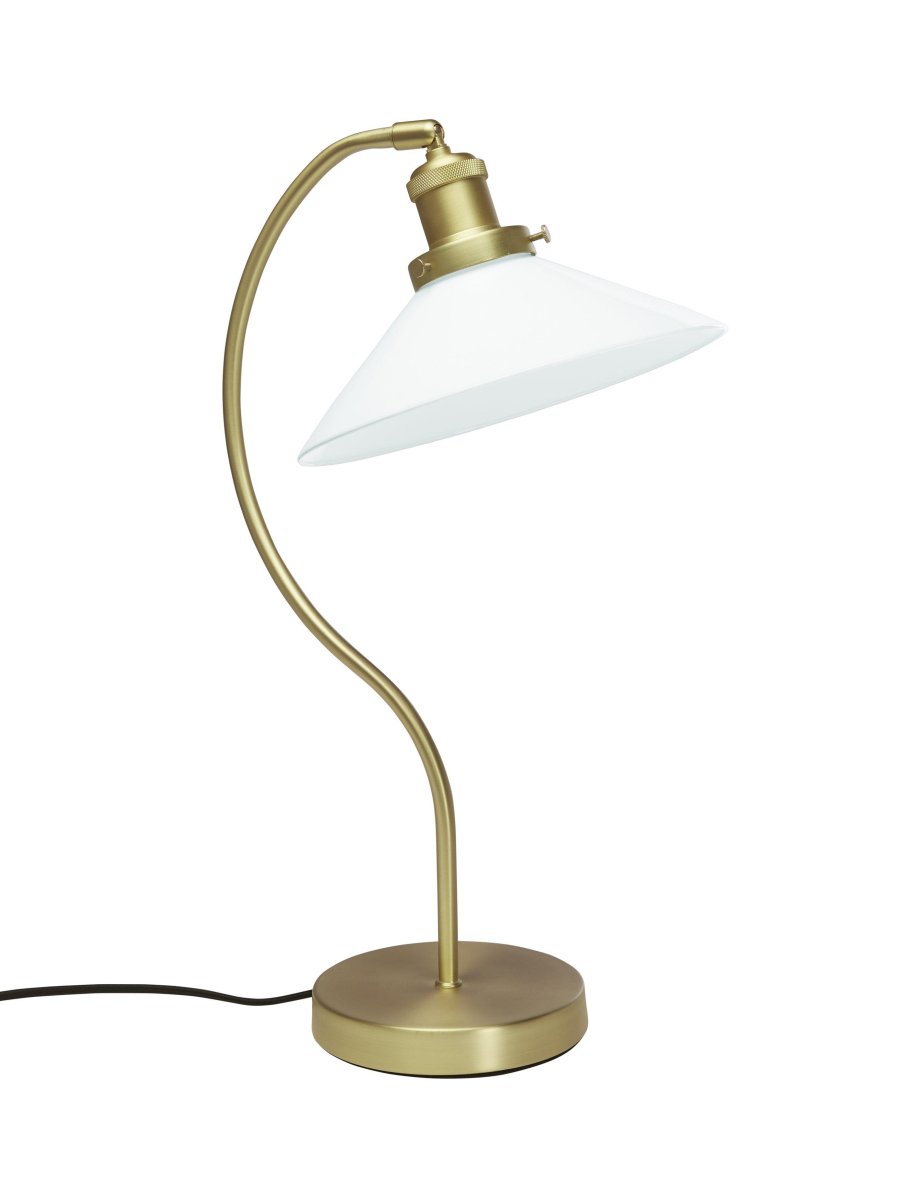 Axel 50cm Messing bureaulamp Van PR Home - De glazen kap heeft een diameter van 25 cm en is 8 cm hoog.