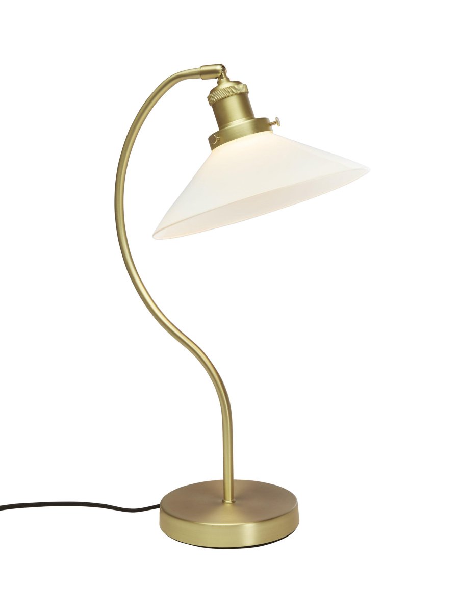 Axel 50cm Messing bureaulamp Van PR Home - De glazen kap heeft een diameter van 25 cm en is 8 cm hoog.