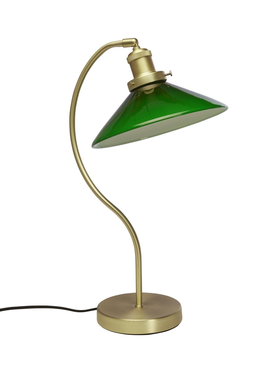 Axel 50cm Messing bureaulamp Van PR Home - De glazen kap heeft een diameter van 25 cm en is 8 cm hoog.