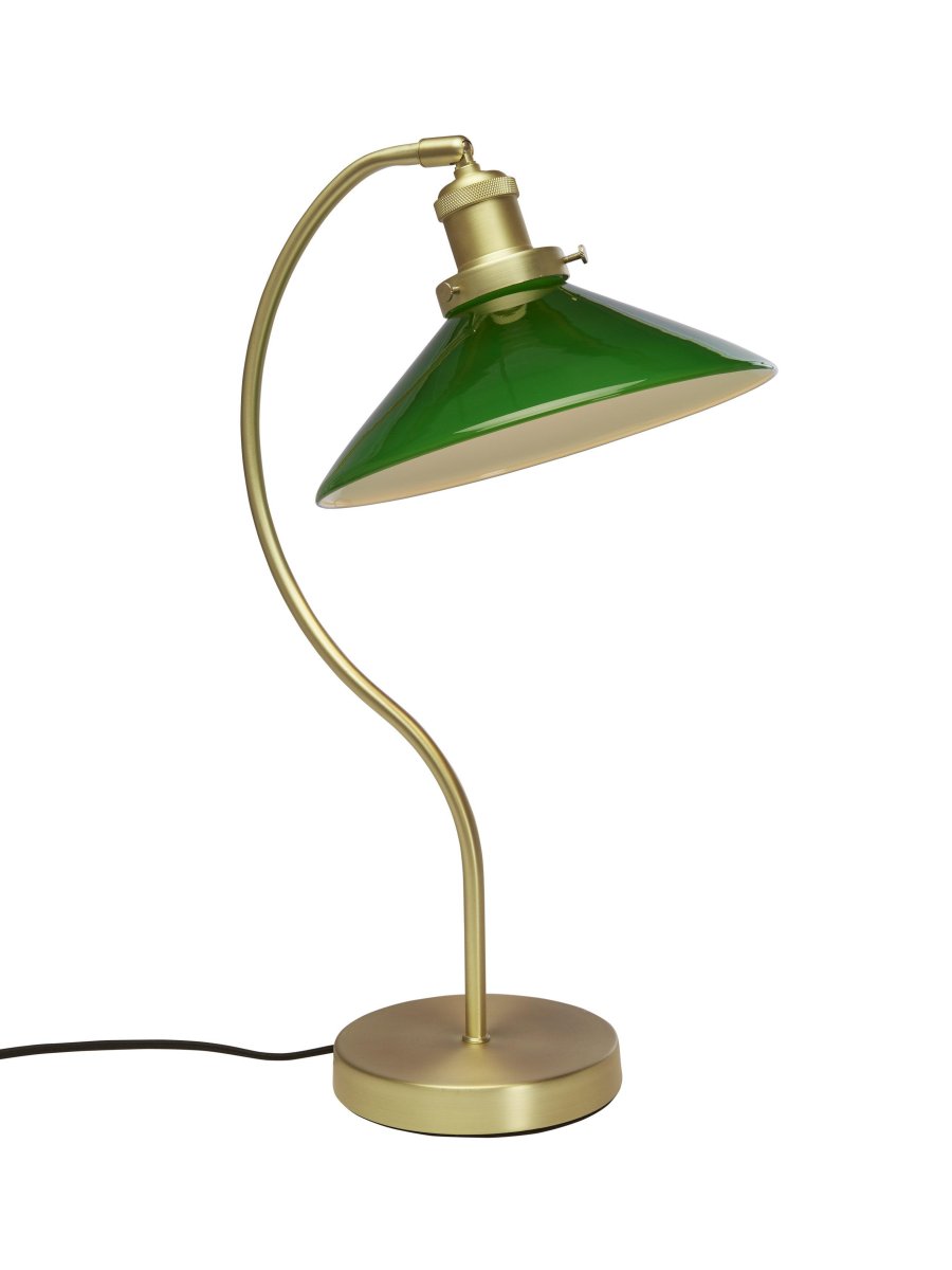 Axel 50cm Messing bureaulamp Van PR Home - De glazen kap heeft een diameter van 25 cm en is 8 cm hoog.