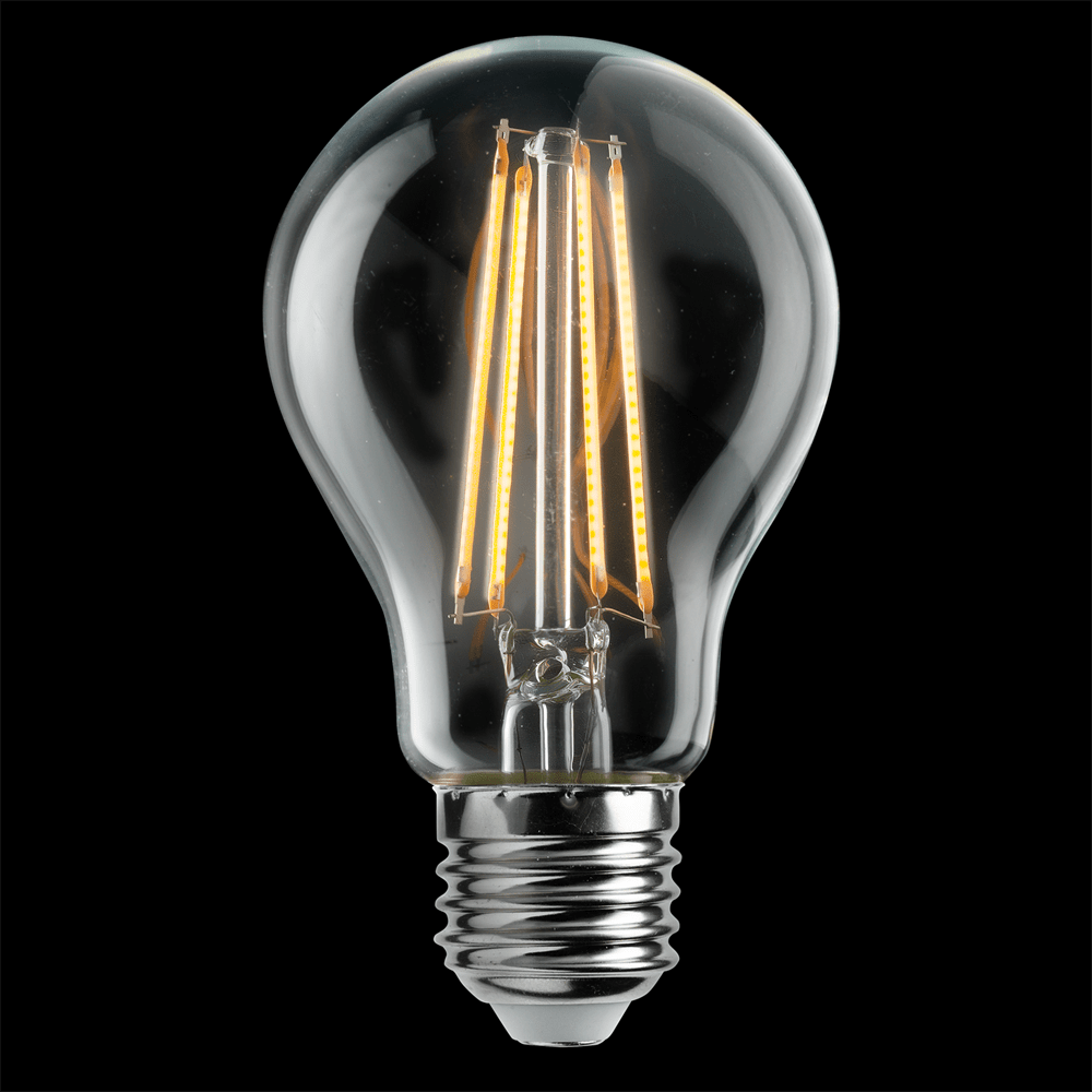 E27 7W 2200K 3-staps dimbaar Transparant Van Unison - Normale heldere E27-lichtbron met een lichtopbrengst van 7W en een warm lichtopbrengst van 2200K.