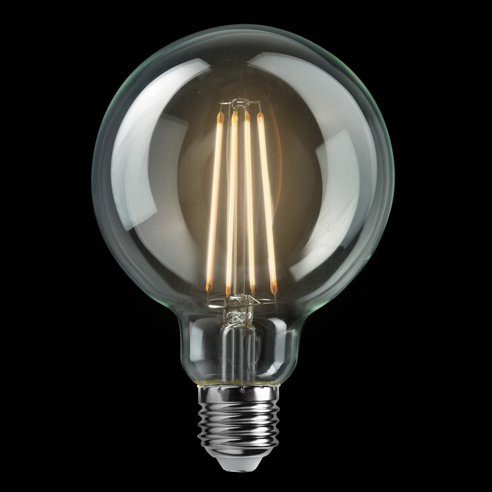 E27 7W 2200K 3-staps dimbaar Transparant Van Unison - Globe 100mm heldere E27 lichtbron met een effect van 7W en een warm licht op de 2200K biedt zowel een elegant design als een hoge functionaliteit.