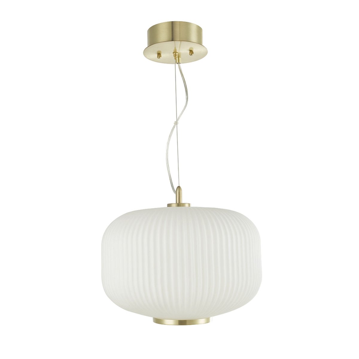  Nicki Ø35 Geborsteld messing hanglamp Van Oriva - Deze elegante plafondlamp van matglas met een gecanneleerd oppervlak en details van geborsteld messing geeft uw huis een stijlvolle en verfijnde uitstraling.