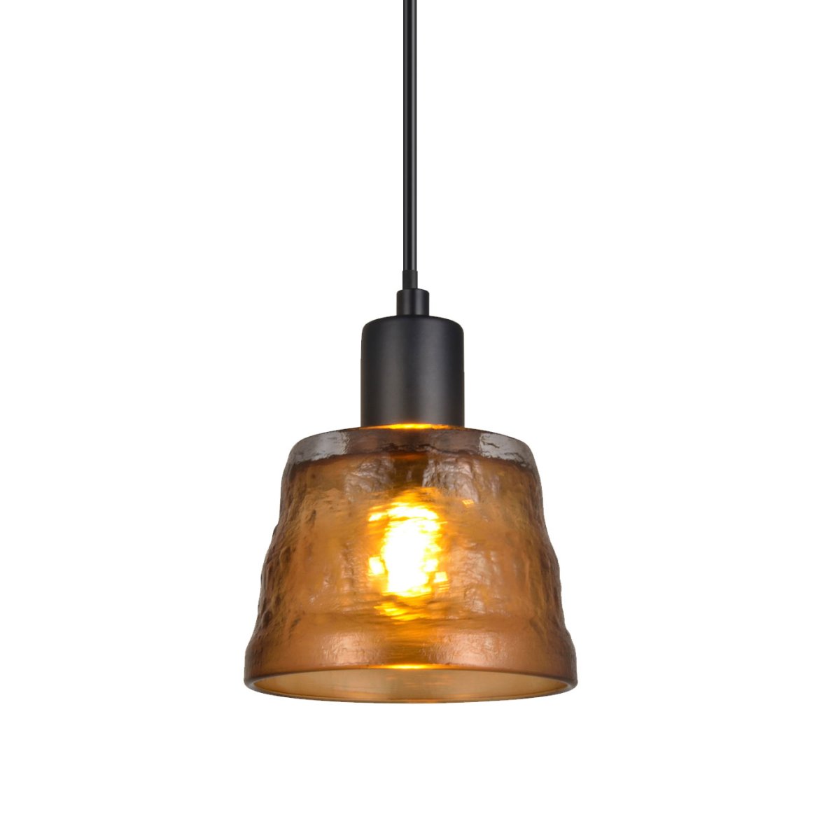 Bonnie Ø13 Amber raamlamp Van Oriva - De unieke textuur van het glas, samen met de moderne zwarte details, geeft de lamp een stijlvolle en exclusieve uitstraling.
