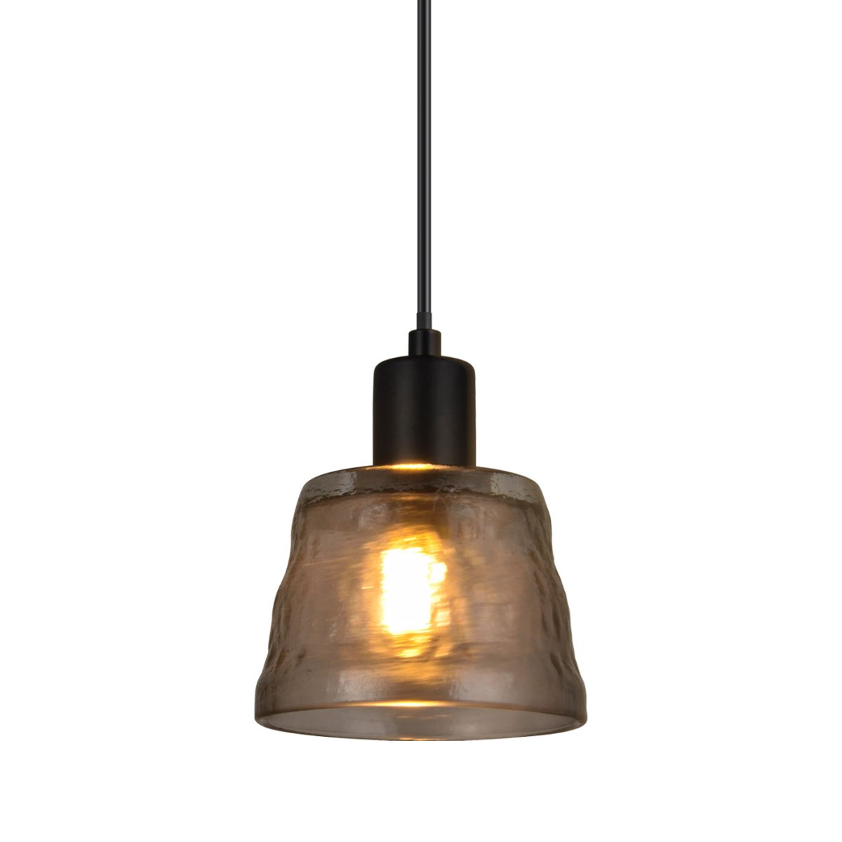 Bonnie Ø13 Rookkleurig raamlamp Van Oriva - De unieke textuur van het glas, samen met de moderne zwarte details, geeft de lamp een stijlvolle en exclusieve uitstraling.