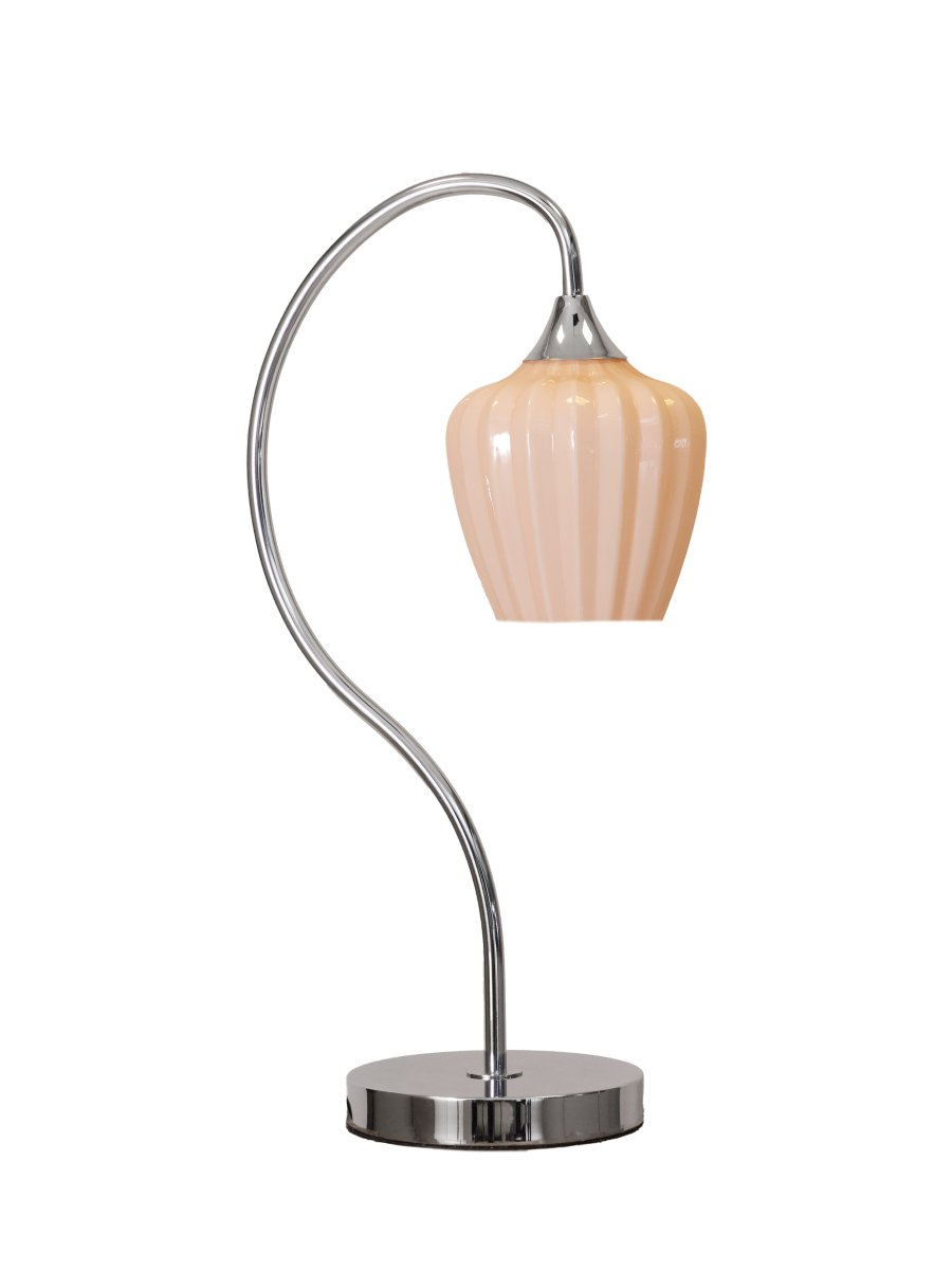 Amalfi 50cm Abrikoos tafellamp Van PR Home - De gaasvormige kap verspreidt een aangenaam licht en maakt van de Amalfi een decoratieve tafellamp die bijvoorbeeld mooi staat op een bijzettafel, bureau of nachtkastje.