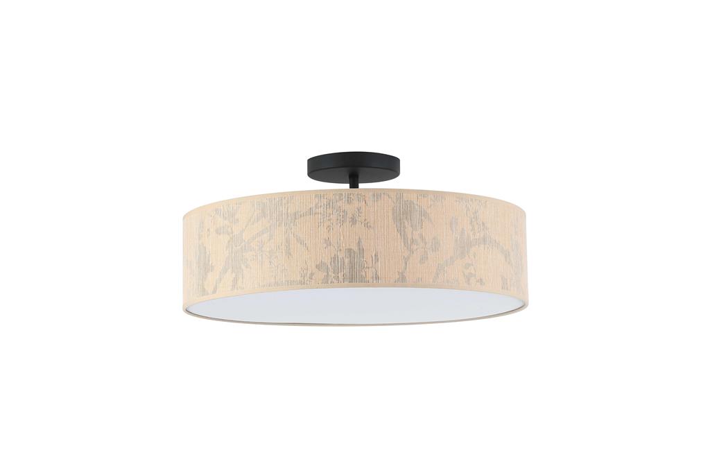 Isla Ø55 Lichtbruin plafondlamp Van Searchlight - Isla is een prachtige plafondlamp met een kap van milieuvriendelijk gerecycled papier en versierd met een zacht bladpatroon in natuurlijke tinten - perfect voor een warme en rustgevende sfeer.