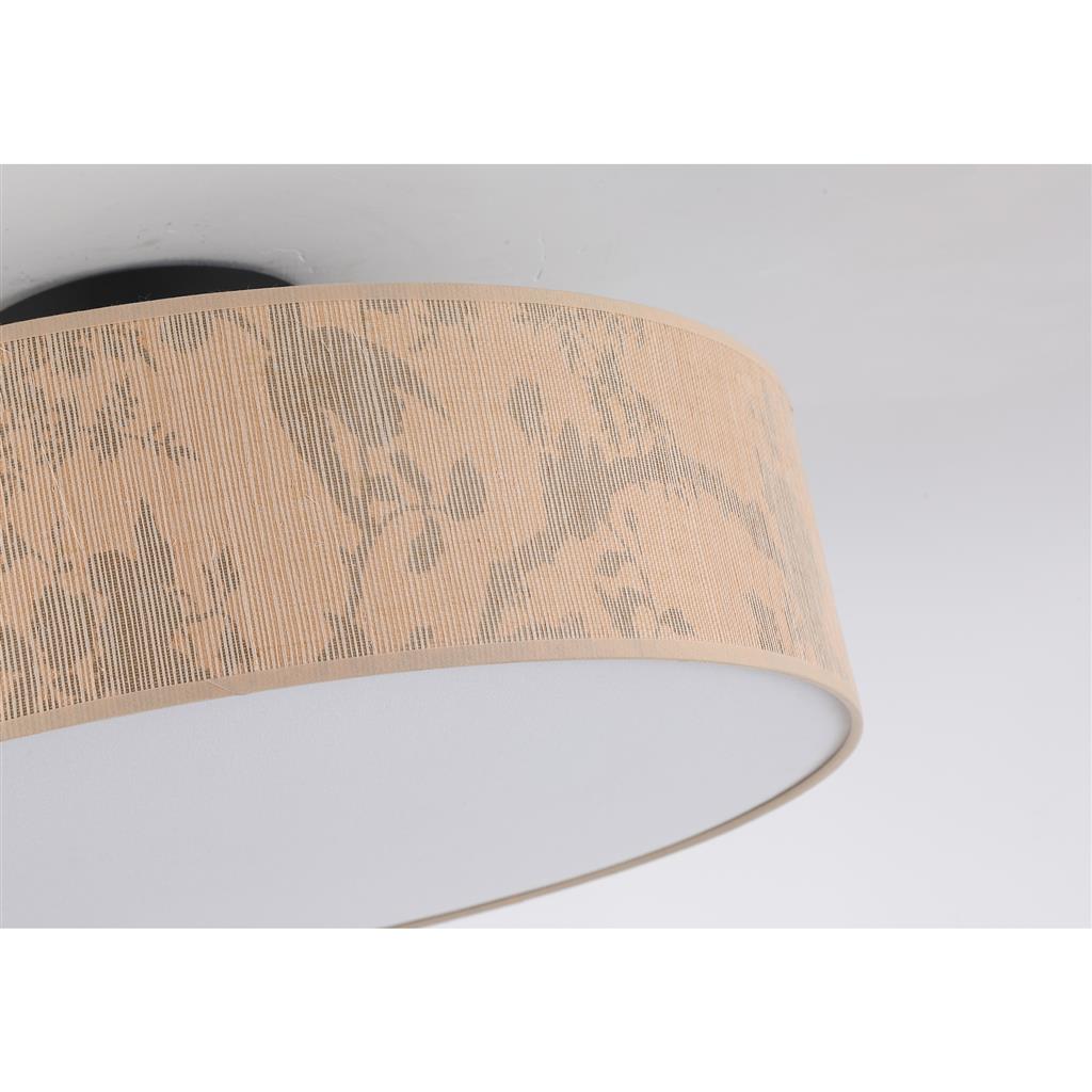 Isla Ø55 Lichtbruin plafondlamp Van Searchlight - Isla is een prachtige plafondlamp met een kap van milieuvriendelijk gerecycled papier en versierd met een zacht bladpatroon in natuurlijke tinten - perfect voor een warme en rustgevende sfeer.