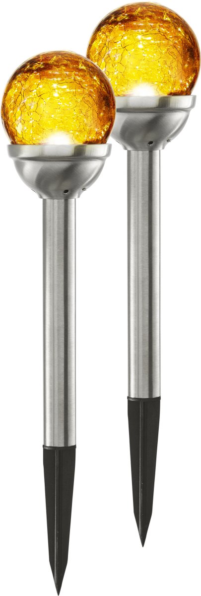 Roma 2-p Amber solarlamp Van Star Trading - Mooie decoratie voor bij de entree, op het pad en in de tuin.