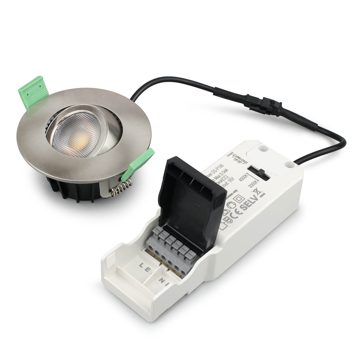 Sanna 230V 3000-4000K Geborsteld staal Van Llitt - Deze spot heeft een helderheid van iets meer dan 520 lumen en een instelbare kleurtemperatuur van 3000K/4000K.