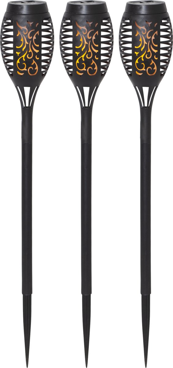 Flame Mini 3-p Zwart solarlamp Van Star Trading - Perfect voor in bloembedden, potten of langs paden in de tuin of op het balkon.