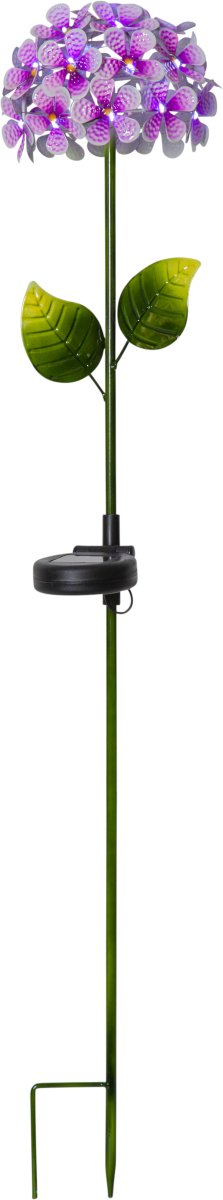 Hortensia Roze solarlamp Van Star Trading - De kleine lichtpuntjes in de vorm van dauwdruppels verlichten de bloem met een koelwitte gloed en cre&euml;ren 's avonds een sfeervol effect.