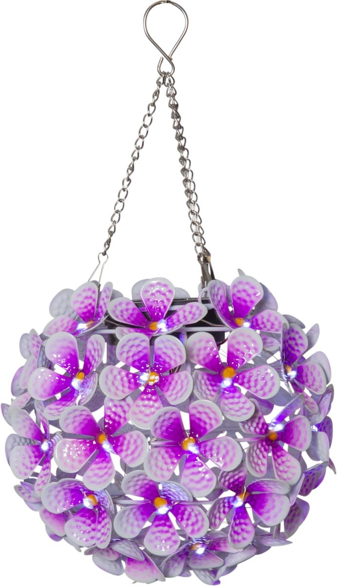 Hortensia Roze solarlamp Van Star Trading - Prachtige zonneceldecoratie in de vorm van een hangende roze hortensia.