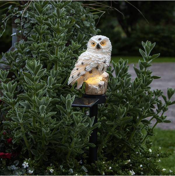 Owl Gebroken wit solarlamp Van Star Trading - De uil op zonne-energie is een prachtige en decoratieve verlichting voor de tuin.