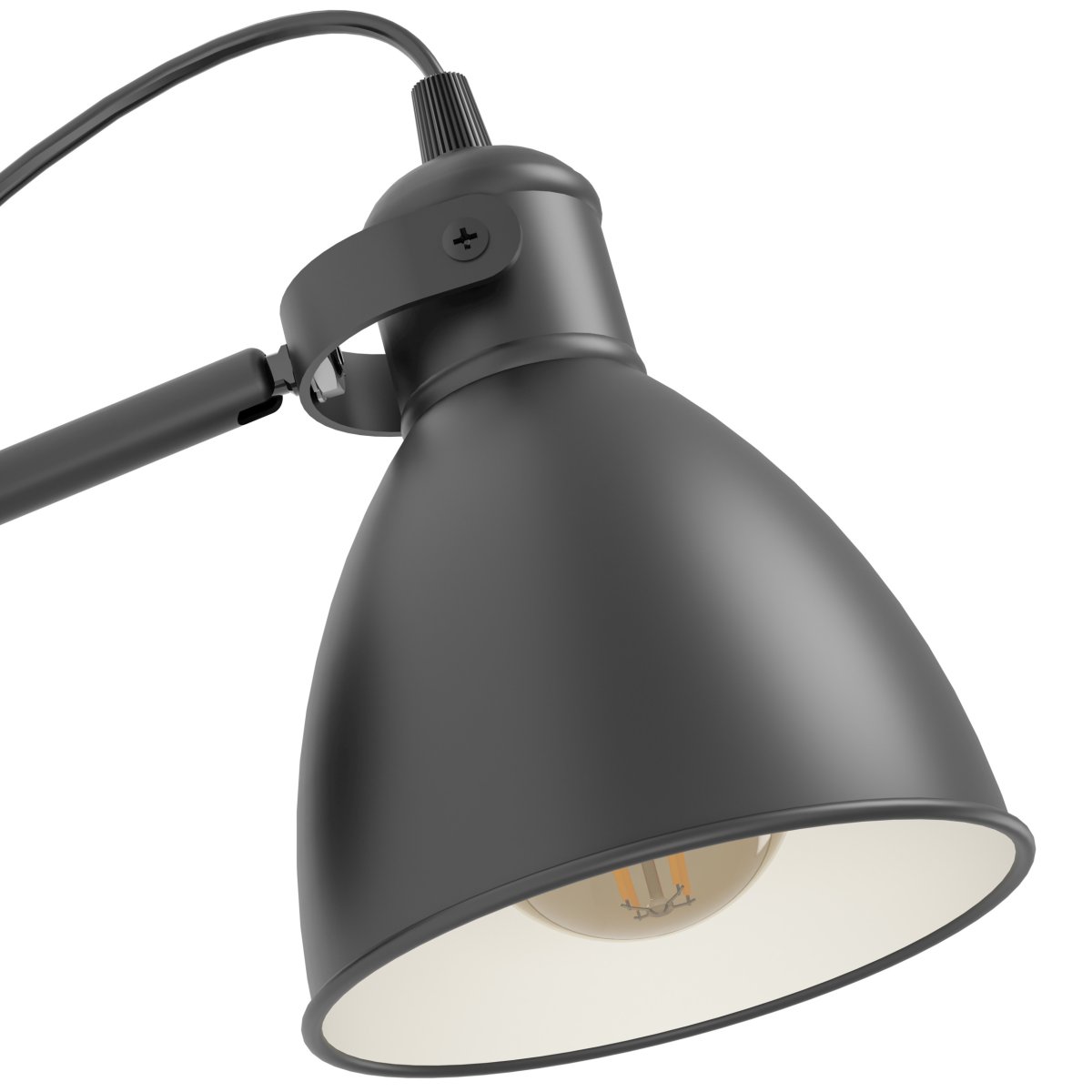 Priddy 22cm Zwart wandlamp Van Eglo - De beweegbare kap met witte binnenkant maakt het gemakkelijk om het licht te richten waar u het nodig hebt, terwijl het een zachte en aangename gloed geeft.