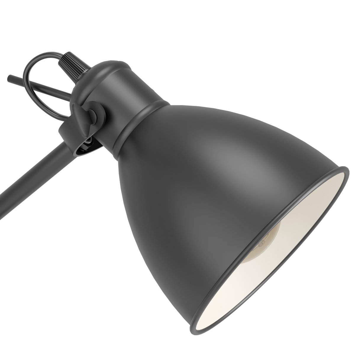 Priddy Zwart vloerlamp Van Eglo - De witte binnenkant van de kap zorgt voor een zacht en aangenaam licht, terwijl de lamp een stijlvol detail in de kamer vormt.