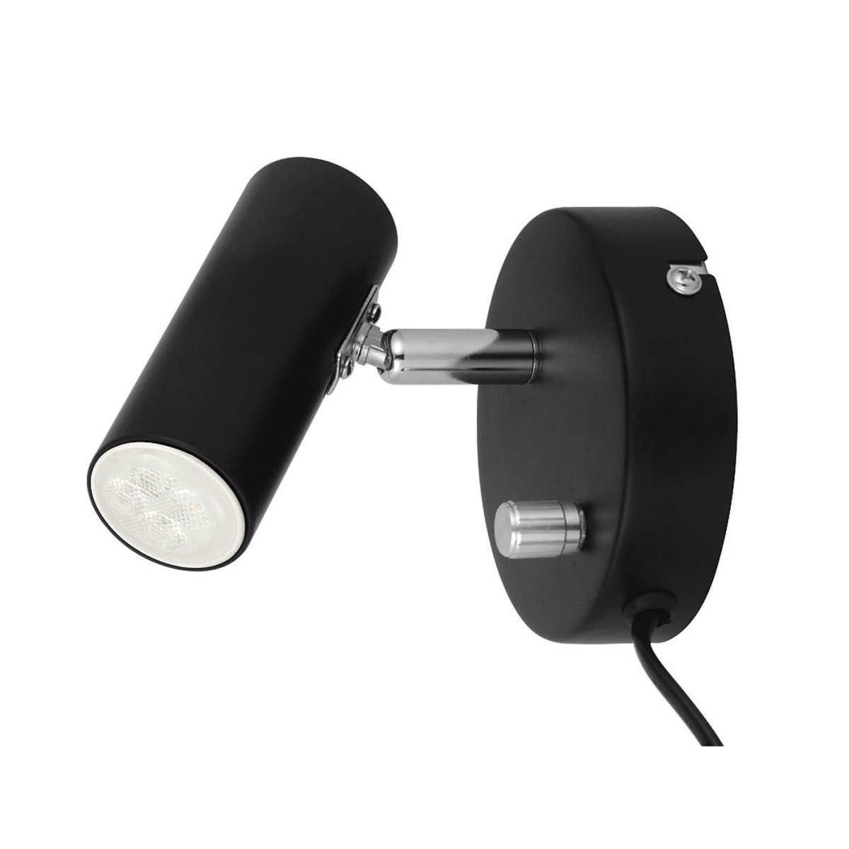 Mini Zwart leeslamp Van Oriva - Er zit een beweegbare spot op en een schakelaar met ingebouwde dimmer.