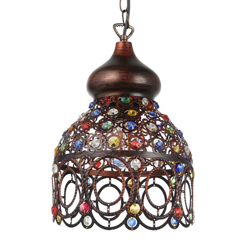 Jadida Ø22 Antiek koper hanglamp Van Eglo - De lamp heeft een antieke koperkleurige afwerking en hangt aan een ketting, wat de rustieke en bohemian look versterkt.