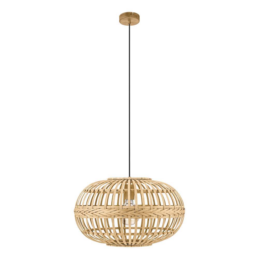 Amsfield Ø38 Natuur hanglamp Van Eglo - Deze hanglamp van prachtig gevlochten rotan verspreidt een warme en natuurlijke gloed die een uitnodigende sfeer in de kamer creëert.