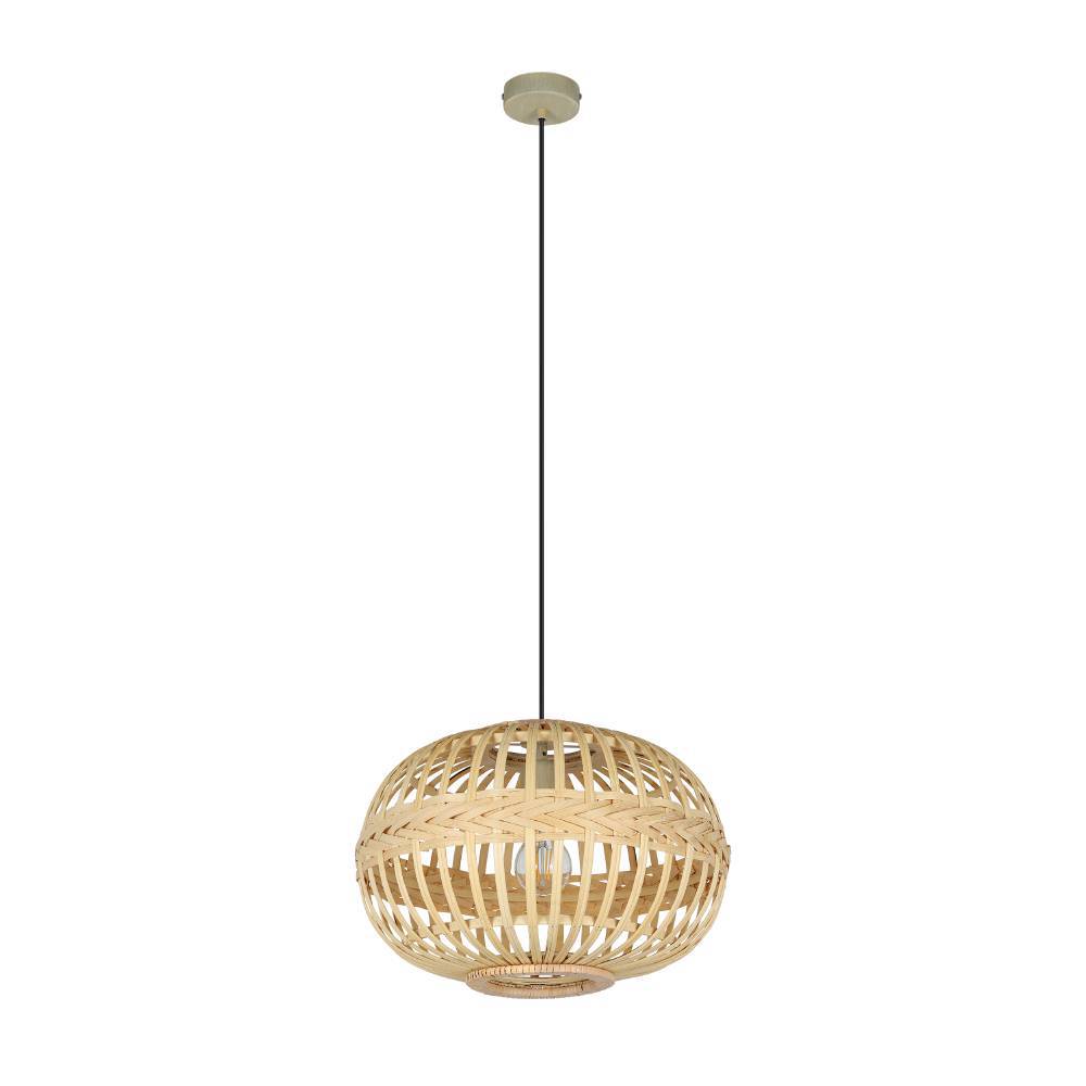 Amsfield Ø38 Natuur hanglamp Van Eglo - Deze hanglamp van prachtig gevlochten rotan verspreidt een warme en natuurlijke gloed die een uitnodigende sfeer in de kamer creëert.