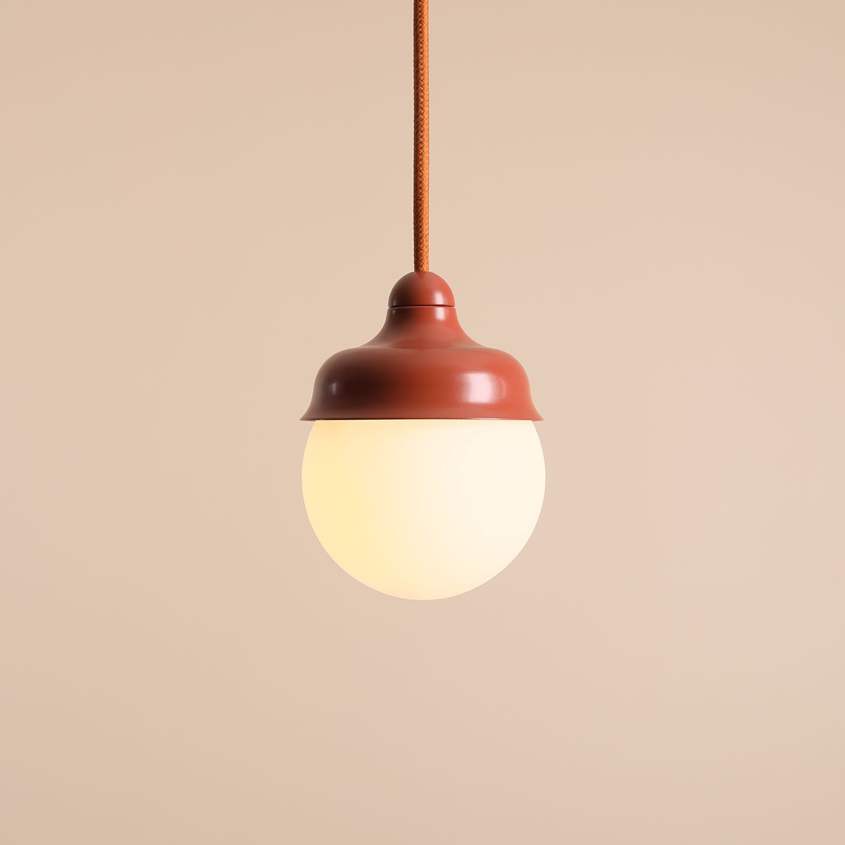 Wave Ø17 Oranje hanglamp Van Artera - De witte tint in combinatie met de roodbruine details cre&euml;ert harmonie en zorgt niet alleen voor een goede verlichting, maar vormt ook een stijlvol interieurdetail in huis.