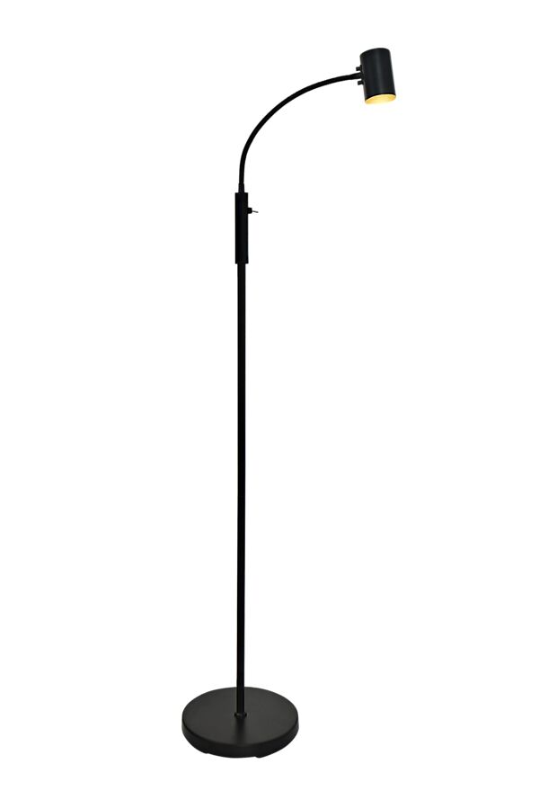 Hugin Zwart vloerlamp Van Aneta Lighting - De praktische Hugin vloerlamp van metaal past met zijn minimalistische design in de meeste huizen.