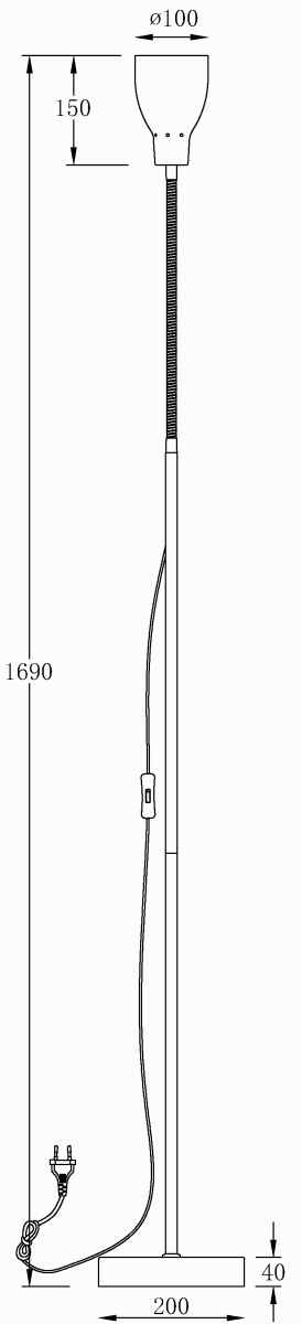 Sarek Staal vloerlamp Van Aneta Lighting - Sarek is een stijlvolle staande lamp in mat geborsteld metaal met een flexibele arm voor eenvoudige aanpassing van het licht.