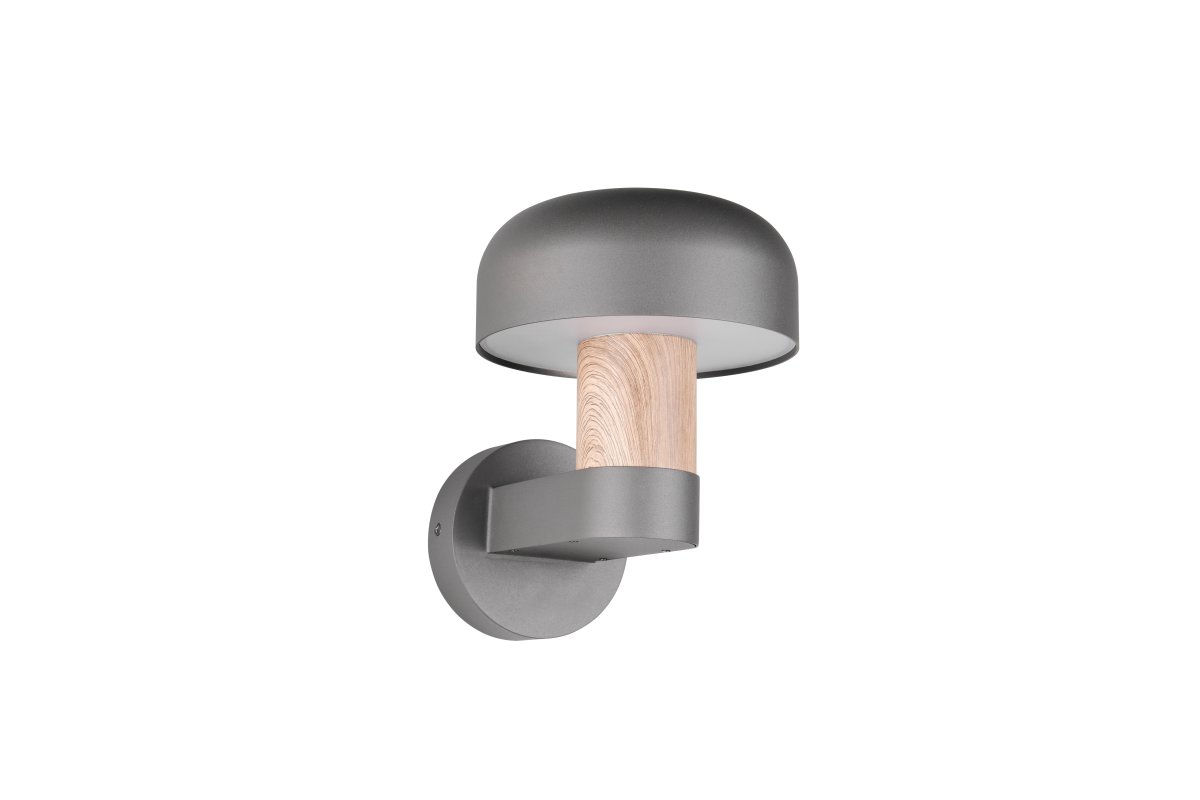 Fraser 24cm Imitatie van hout buitenlamp Van Trio Lighting - De donkergrijze afwerking en het op hout geïnspireerde deel geven de gevel een warm en stijlvol karakter.