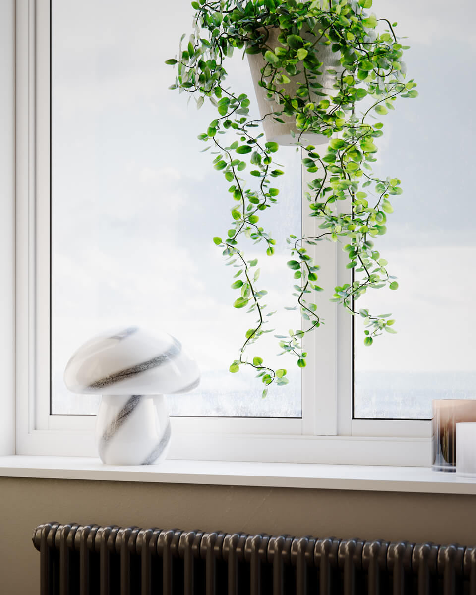 Mira Mushroom 30cm Wit/zwart tafellamp Van By Rydéns - De lamp is niet alleen een functionele lichtbron, maar ook een artistiek detail dat uw interieur accentueert met zijn op de natuur ge&iuml;nspireerde ontwerp en handgemaakte kwaliteit.
