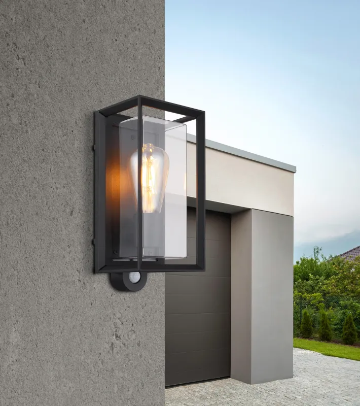 Logana Zwart buitenlamp Van Globo Lighting - Med sin rektangul&auml;ra design och unika ljusspridning kombinerar den stil och funktion.