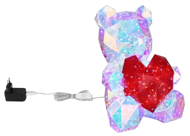 Brondar Transparant kinderlamp Van Globo Lighting - Den charmiga bordslampan i form av en s&ouml;t bj&ouml;rn med ett hj&auml;rta i kristall-look sprider ett magiskt sken i rummet.